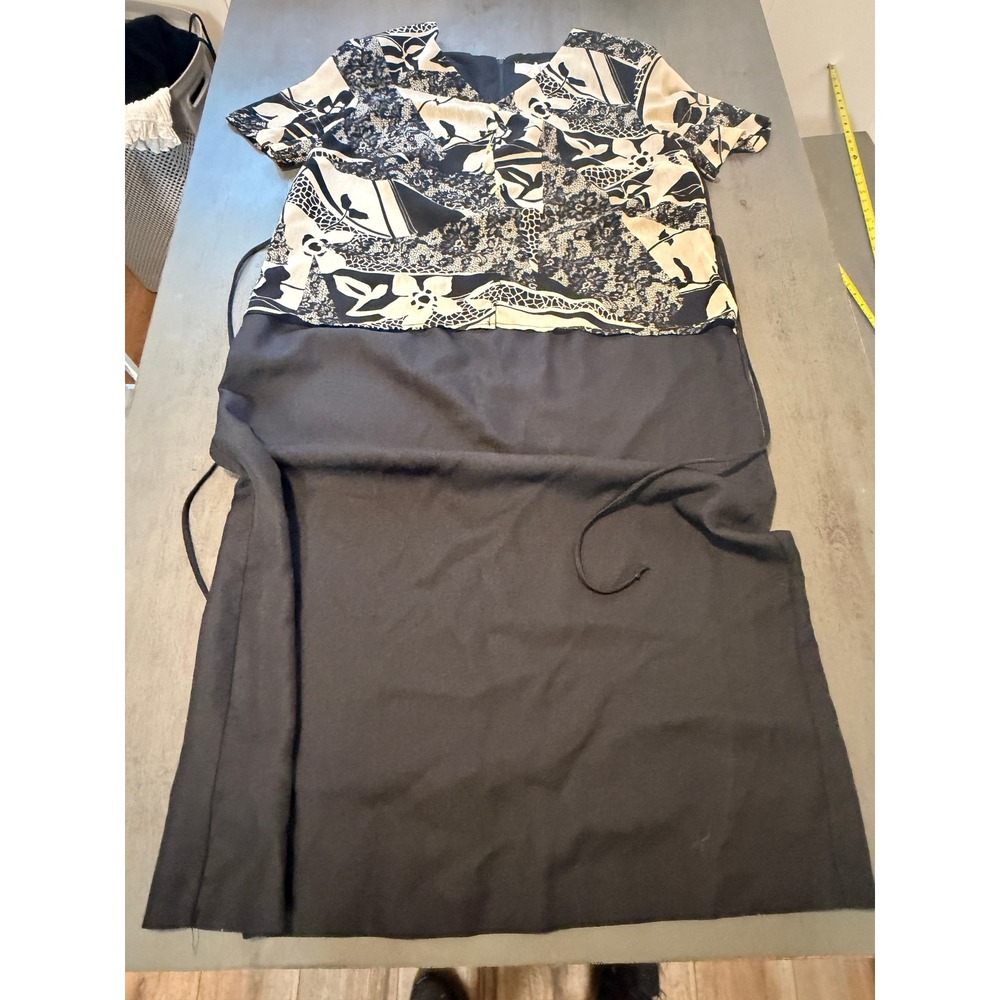 Studio C Plus Womens Maxi Dress Black Cream Floral Lace Print Short Sleeve 24W